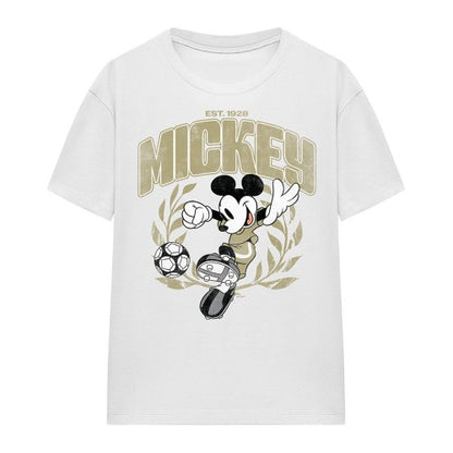 Front - Disney Womens/Ladies Mickey Mouse Laurel Football T-Shirt