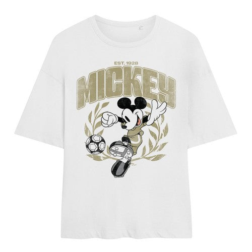 Front - Disney Womens/Ladies Mickey Mouse Laurel Football Oversized T-Shirt