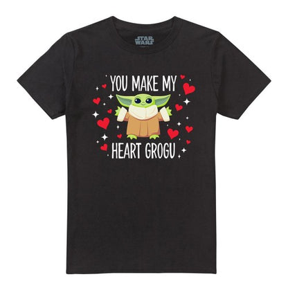 Front - Star Wars Unisex Adult You Make My Heart Grogu Star Wars Ringspun Cotton T-Shirt