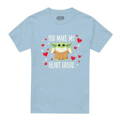 Front - Star Wars Unisex Adult You Make My Heart Grogu Ringspun Cotton T-Shirt