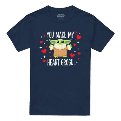 Front - Star Wars Unisex Adult You Make My Heart Grogu Ringspun Cotton T-Shirt