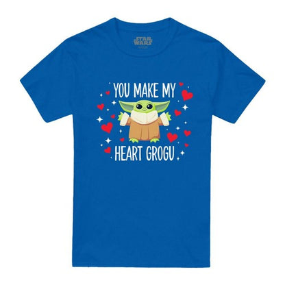 Front - Star Wars Unisex Adult You Make My Heart Grogu Star Wars Ringspun Cotton T-Shirt