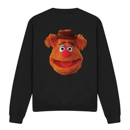 Front - The Muppets Unisex Adult Fozzie Bear Face Long-Sleeved Sweatshirt