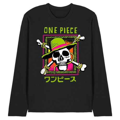 Front - One Piece Unisex Adult Jolly Roger Long-Sleeved T-Shirt