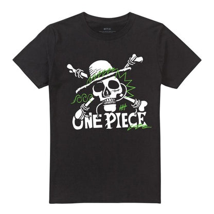 Front - One Piece Unisex Adult Jolly Roger Doodle Logo T-Shirt