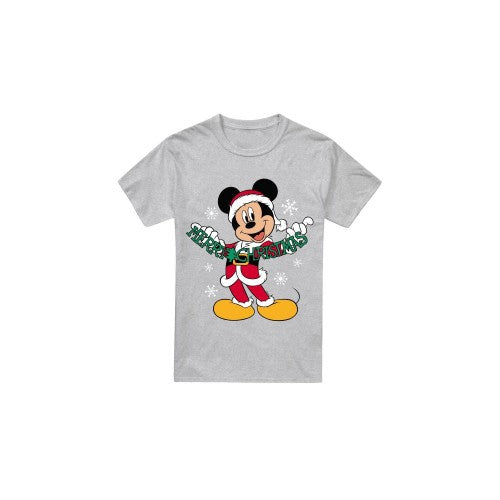 Front - Disney Mens Merry Christmas Mickey Mouse T-Shirt