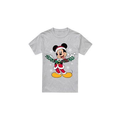 Front - Disney Mens Merry Christmas Mickey Mouse T-Shirt