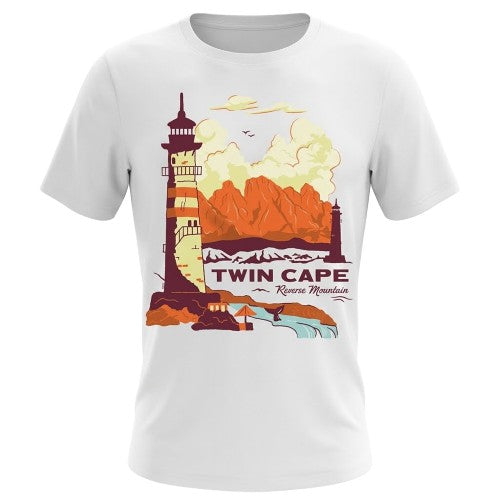 Front - One Piece Womens/Ladies Twin Cape Reverse Mountain Poster Fitted T-Shirt