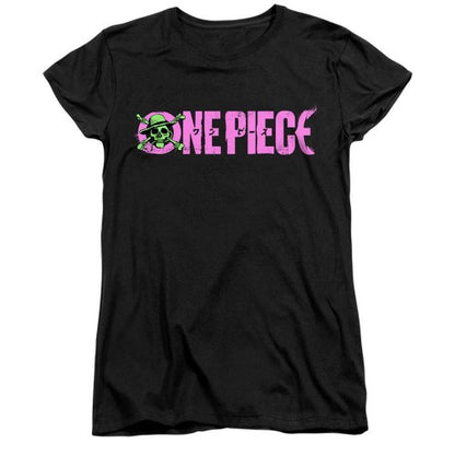 Front - One Piece Womens/Ladies Luffy Jolly Roger Ringspun Cotton Fitted T-Shirt