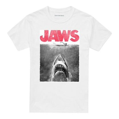 Front - Jaws Unisex Adult Vintage Poster Ringspun Cotton T-Shirt
