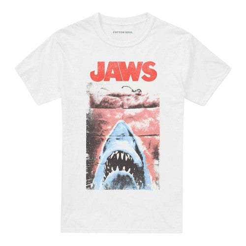 Front - Jaws Unisex Adult Punk Poster Ringspun Cotton T-Shirt