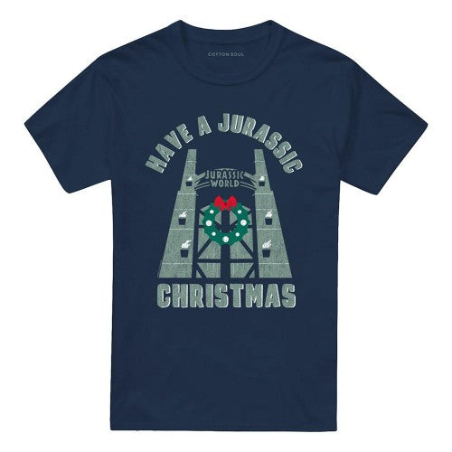 Front - Jurassic World Unisex Adult Jurassic Christmas Ringspun Cotton T-Shirt
