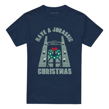 Front - Jurassic World Unisex Adult Jurassic Christmas Ringspun Cotton T-Shirt