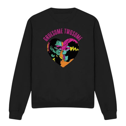 Front - Universal Monsters Unisex Adult Gruesome Twosome Long-Sleeved Valentine`s Day Sweatshirt