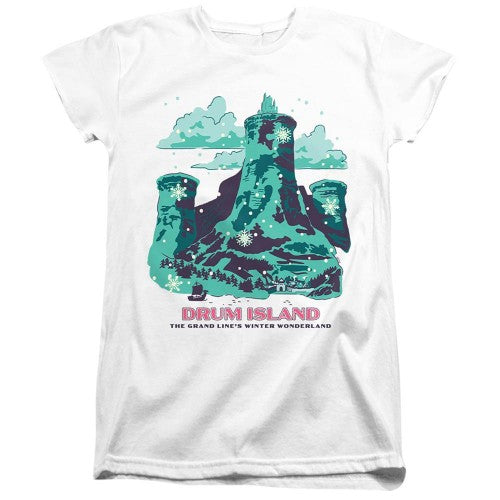 Front - One Piece Womens/Ladies Drum Island Winter Wonderland Fitted T-Shirt
