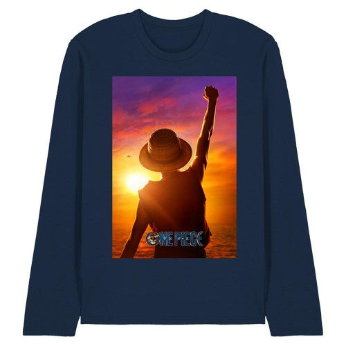 Front - One Piece Unisex Adult Luffy Sunset Long-Sleeved T-Shirt