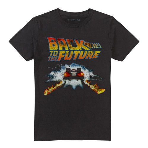 Front - Back To The Future Unisex Adult Delorean Ringspun Cotton T-Shirt