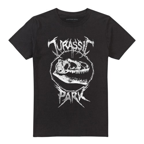Front - Jurassic Park Unisex Adult Skull Ringspun Cotton T-Shirt