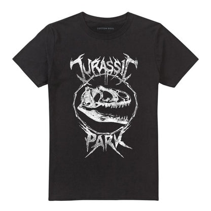 Front - Jurassic Park Unisex Adult Skull Ringspun Cotton T-Shirt