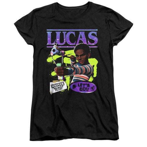 Front - Stranger Things: Tales from ´85 Womens/Ladies Lucas Stranger Things Fitted T-Shirt