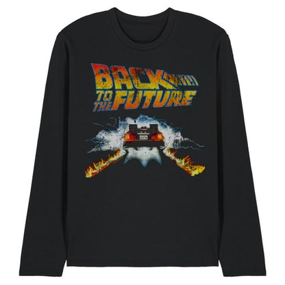 Front - Back To The Future Unisex Adult Delorean Long-Sleeved T-Shirt