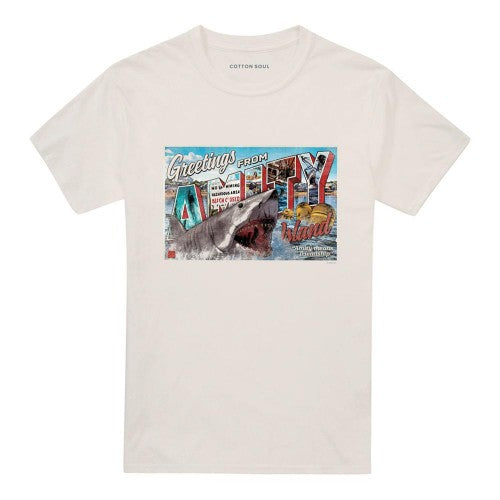 Front - Jaws Unisex Adult Postcard 50th T-Shirt