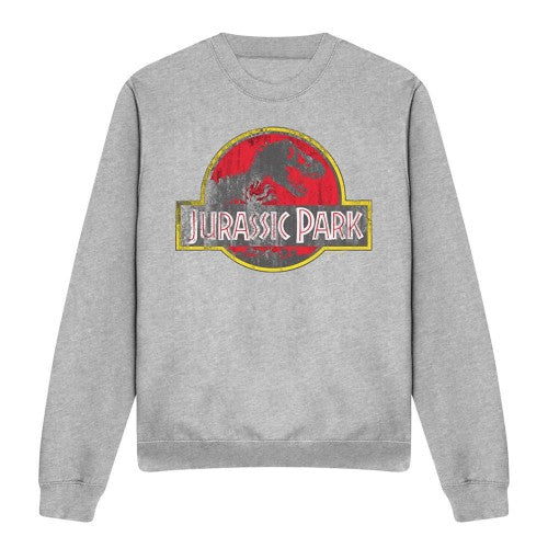 Front - Jurassic Park Unisex Adult Distressed Logo Sweatshirt