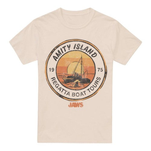 Front - Jaws Unisex Adult Amity Island Boat Tours 50th T-Shirt