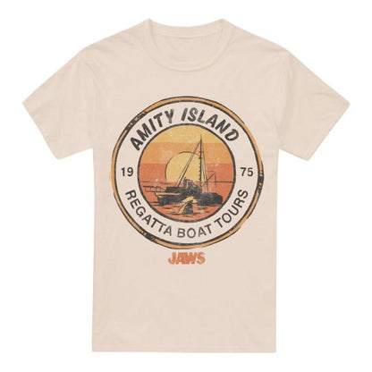 Front - Jaws Unisex Adult Amity Island Boat Tours 50th T-Shirt