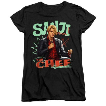 Front - One Piece Womens/Ladies The Chef Sanji Ringspun Cotton Fitted T-Shirt