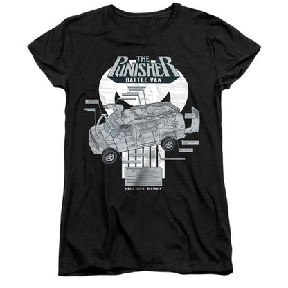 Front - The Punisher Womens/Ladies Battle Van Specs Ringspun Cotton Fitted T-Shirt
