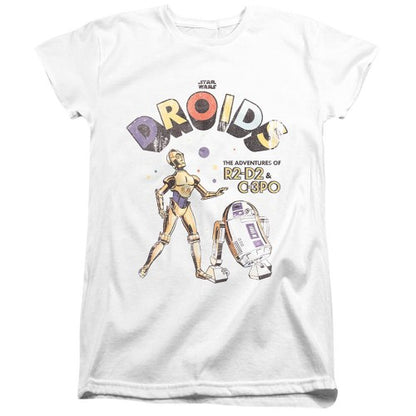 Front - Star Wars Womens/Ladies Droids Retro Ringspun Cotton Fitted T-Shirt