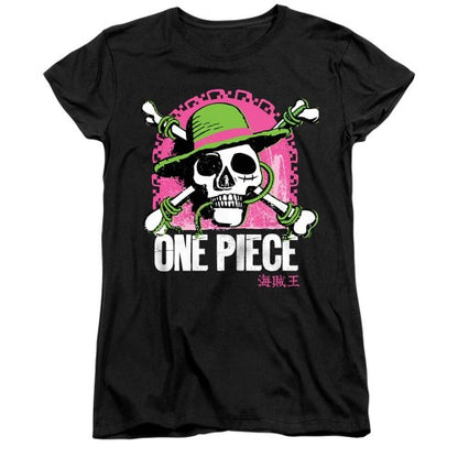 Front - One Piece Womens/Ladies Bright Jolly Roger Ringspun Cotton Fitted T-Shirt