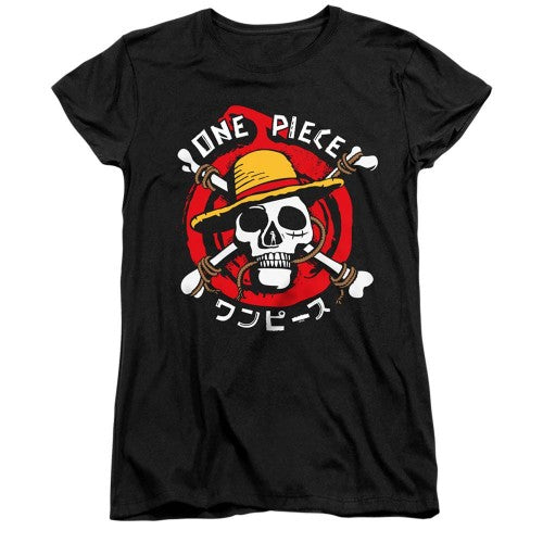 Front - One Piece Womens/Ladies Devil Fruits Skull Ringspun Cotton Fitted T-Shirt