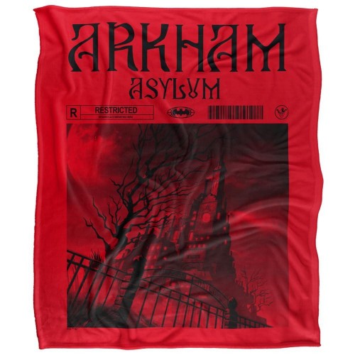 Front - Batman Arkham Asylum Silky Graphic Print Throw