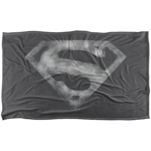 Front - Superman Fleece Distressed Logo Blanket