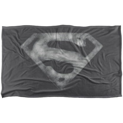 Front - Superman Fleece Distressed Logo Blanket