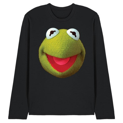Front - The Muppets Unisex Adult Kermit Face Long-Sleeved T-Shirt