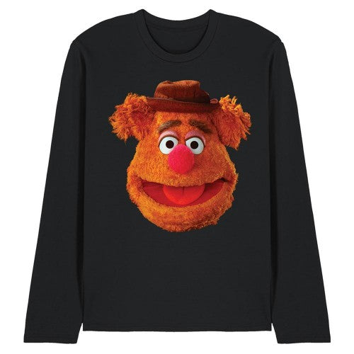 Front - The Muppets Unisex Adult Fozzie Bear Face Long-Sleeved T-Shirt