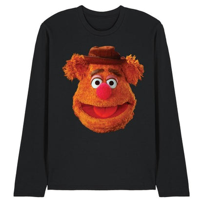 Front - The Muppets Unisex Adult Fozzie Bear Face Long-Sleeved T-Shirt