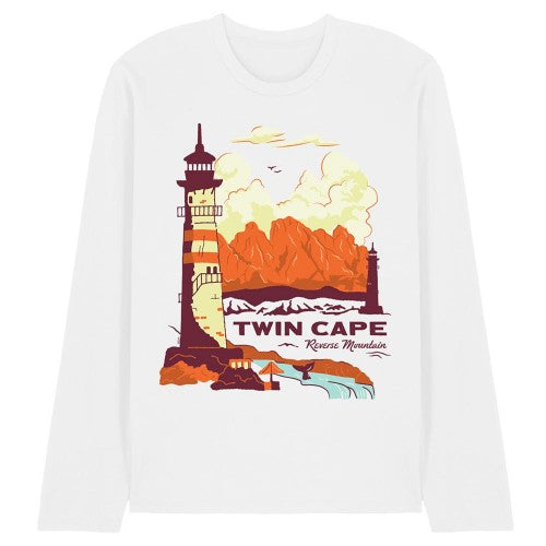 Front - One Piece Unisex Adult Twin Cape Reverse Mountain Poster Long-Sleeved T-Shirt