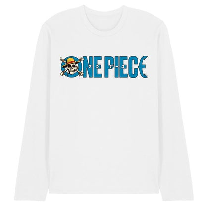 Front - One Piece Unisex Adult Jolly Roger Luffy Logo Long-Sleeved T-Shirt