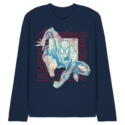 Front - Spider-Man Unisex Adult Spectacular Amazing Ultimate Long-Sleeved T-Shirt