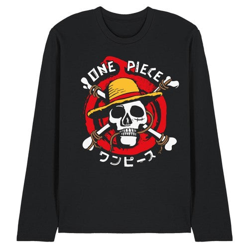 Front - One Piece Unisex Adult Devil Fruits Skull Ringspun Cotton Long-Sleeved T-Shirt