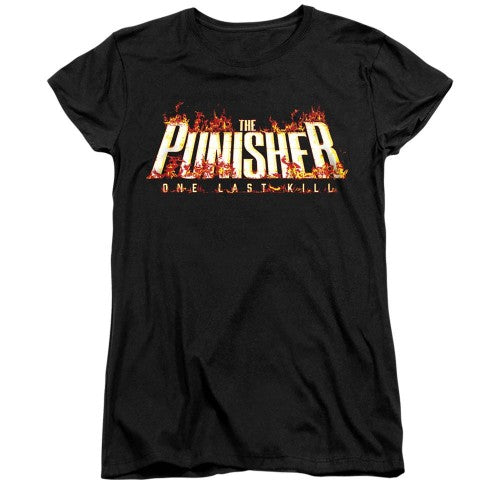 Front - The Punisher: One Last Kill Womens/Ladies Fire Logo Fitted T-Shirt
