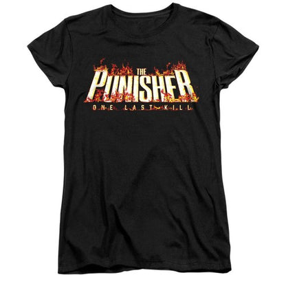 Front - The Punisher: One Last Kill Womens/Ladies Fire Logo Fitted T-Shirt