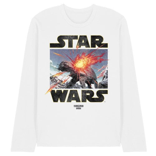 Front - Star Wars Mandalorian Unisex Adult Grogu AT-AT Long-Sleeved T-Shirt