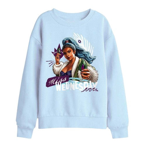 Front - One Piece Childrens/Kids Miss Wednesday Doodle Sweatshirt