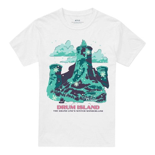 Front - One Piece Unisex Adult Drum Island Winter Wonderland Poster T-Shirt