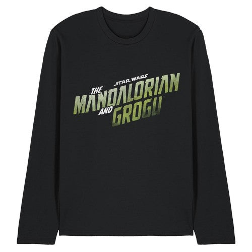 Front - Star Wars Mandalorian Unisex Adult Grogu Wave Logo Long-Sleeved T-Shirt